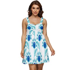 Blue Daisy Minimalist Leaves   Ruffle Strap Babydoll Chiffon Dress