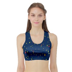 Christmas Sky Happy Sports Bra With Border