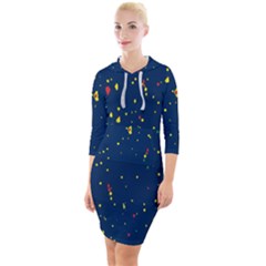 Christmas Sky Happy Quarter Sleeve Hood Bodycon Dress by Dutashop