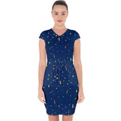 Christmas Sky Happy Capsleeve Drawstring Dress  by Dutashop