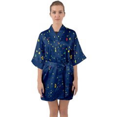 Christmas Sky Happy Half Sleeve Satin Kimono  by Dutashop