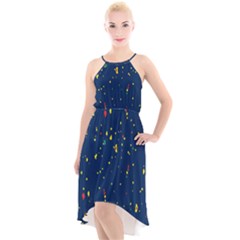 Christmas Sky Happy High-low Halter Chiffon Dress  by Dutashop