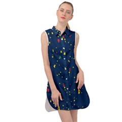 Christmas Sky Happy Sleeveless Shirt Dress by Dutashop