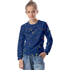 Christmas Sky Happy Kids  Long Sleeve T-shirt With Frill 