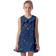 Christmas Sky Happy Kids  Pilgrim Collar Ruffle Hem Dress by Dutashop