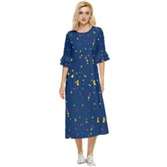 Christmas Sky Happy Double Cuff Midi Dress by Dutashop