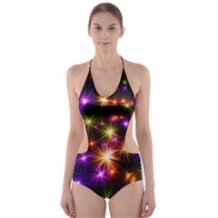 Star Colorful Christmas Abstract Cut-out One Piece Swimsuit