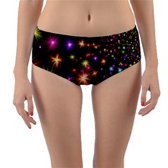 Star Colorful Christmas Abstract Reversible Mid-waist Bikini Bottoms