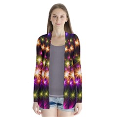 Star Colorful Christmas Abstract Drape Collar Cardigan