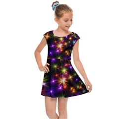 Star Colorful Christmas Abstract Kids  Cap Sleeve Dress