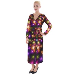 Star Colorful Christmas Abstract Velvet Maxi Wrap Dress by Dutashop