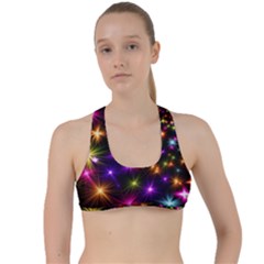 Star Colorful Christmas Abstract Criss Cross Racerback Sports Bra