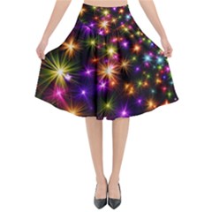 Star Colorful Christmas Abstract Flared Midi Skirt