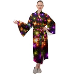 Star Colorful Christmas Abstract Maxi Velvet Kimono