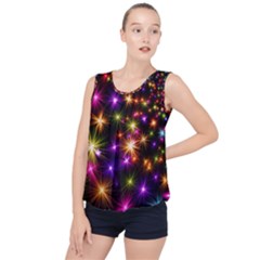 Star Colorful Christmas Abstract Bubble Hem Chiffon Tank Top