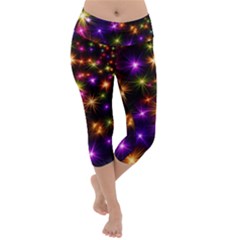 Star Colorful Christmas Abstract Lightweight Velour Capri Yoga Leggings