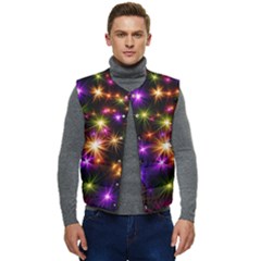 Star Colorful Christmas Abstract Men s Button Up Puffer Vest	