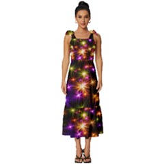 Star Colorful Christmas Abstract Tie-strap Tiered Midi Chiffon Dress