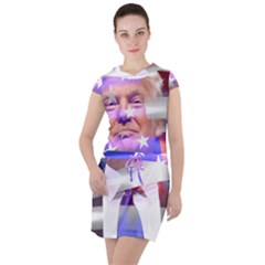 Donald Trump Flag Drawstring Hooded Dress