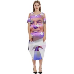 Donald Trump Flag Cold Shoulder Loose Fit Dress With Pockets by vintagetrump