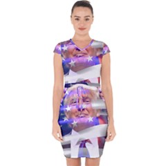 Donald Trump Flag Capsleeve Drawstring Dress  by vintagetrump