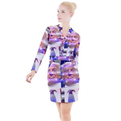 Donald Trump Flag Button Long Sleeve Dress by vintagetrump