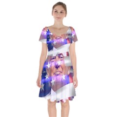 Donald Trump Flag Short Sleeve Bardot Dress