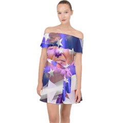 Donald Trump Flag Off Shoulder Chiffon Dress