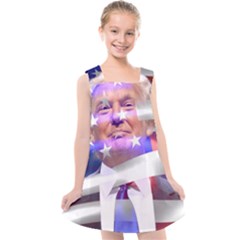 Donald Trump Flag Kids  Cross Back Dress by vintagetrump