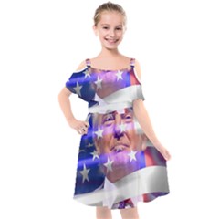 Donald Trump Flag Kids  Cut Out Shoulders Chiffon Dress