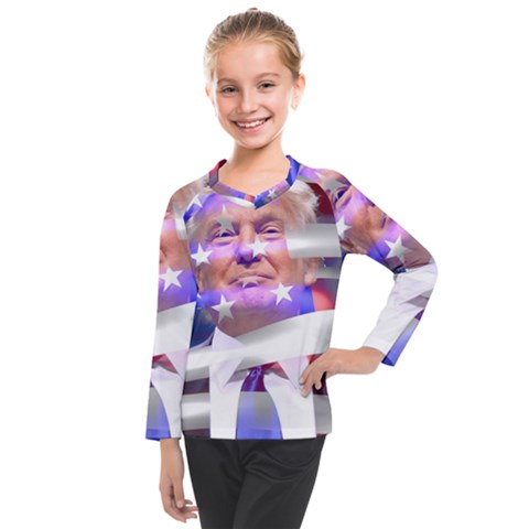 Donald Trump Flag Kids  Long Mesh T-shirt by vintagetrump