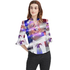 Donald Trump Flag Loose Horn Sleeve Chiffon Blouse