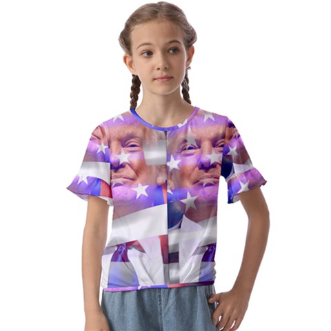 Donald Trump Flag Kids  Cuff Sleeve Scrunch Bottom T-shirt by vintagetrump