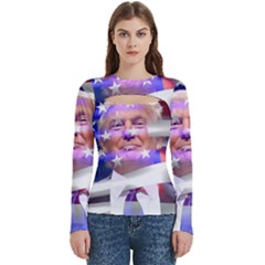 Donald Trump Flag Women s Cut Out Long Sleeve T-shirt