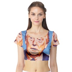 Orange-donald-trump Short Sleeve Crop Top