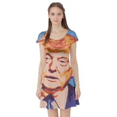 Orange Donald Trump Short Sleeve Skater Dress