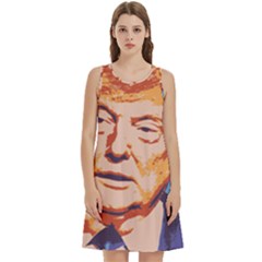 Orange Donald Trump Round Neck Sleeve Casual Dress With Pockets by vintagetrump