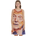 Orange Donald Trump Round Neck Sleeve Casual Dress With Pockets View1