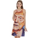 Orange Donald Trump Round Neck Sleeve Casual Dress With Pockets View3