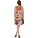 Orange Donald Trump Round Neck Sleeve Casual Dress With Pockets View4