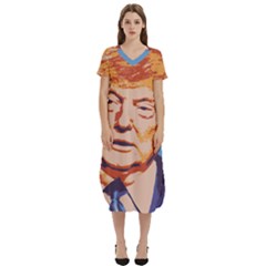 Orange Donald Trump T-shirt Midi Dress With Pockets by vintagetrump