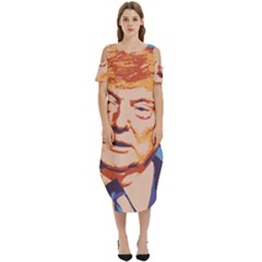 Orange Donald Trump Cold Shoulder Loose Fit Dress With Pockets by vintagetrump