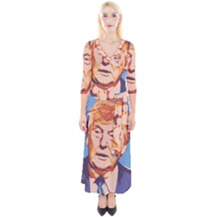 Orange Donald Trump Quarter Sleeve Wrap Maxi Dress