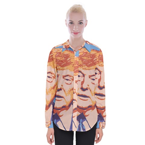 Orange Donald Trump Womens Long Sleeve Shirt by vintagetrump