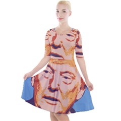 Orange Donald Trump Quarter Sleeve A-line Dress