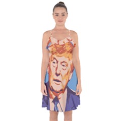 Orange Donald Trump Ruffle Detail Chiffon Dress by vintagetrump