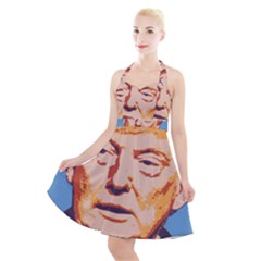 Orange Donald Trump Halter Party Swing Dress  by vintagetrump