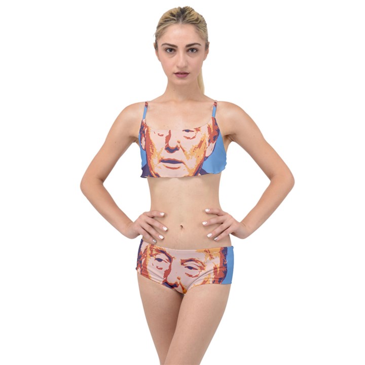 Orange Donald Trump Layered Top Bikini Set