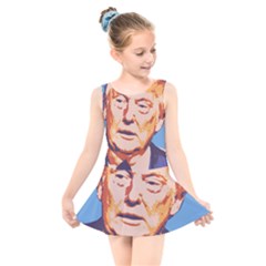 Orange Donald Trump Kids  Skater Dress Swimsuit by vintagetrump