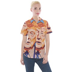 Orange Donald Trump Women s Short Sleeve Pocket Shirt